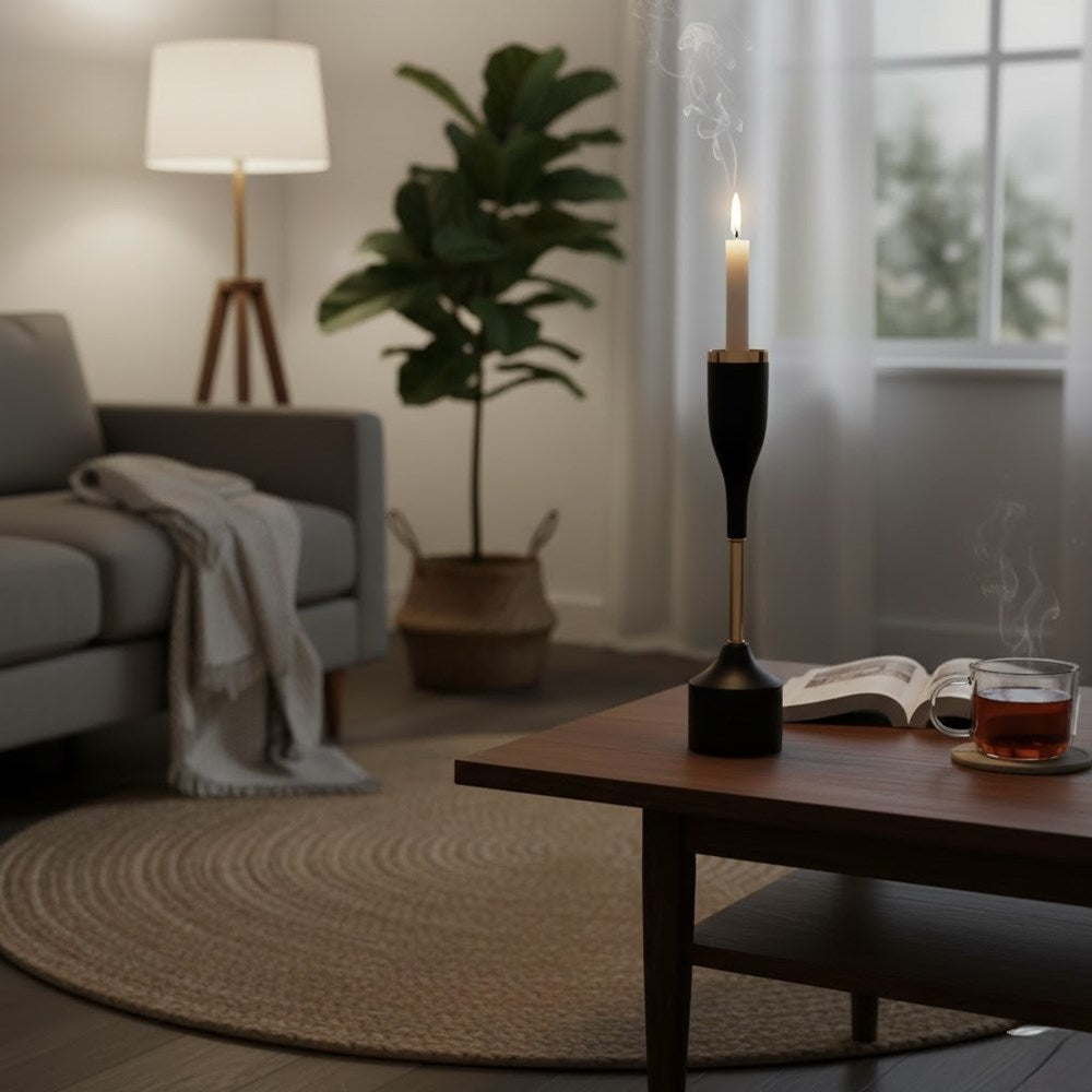 Black & Gold Metal Candle Holder | Full House Lebanon