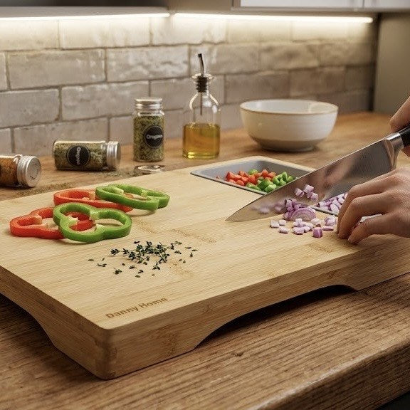 Bamboo Cutting Board with Trays Set (5 Pcs) | Full House Lebanon