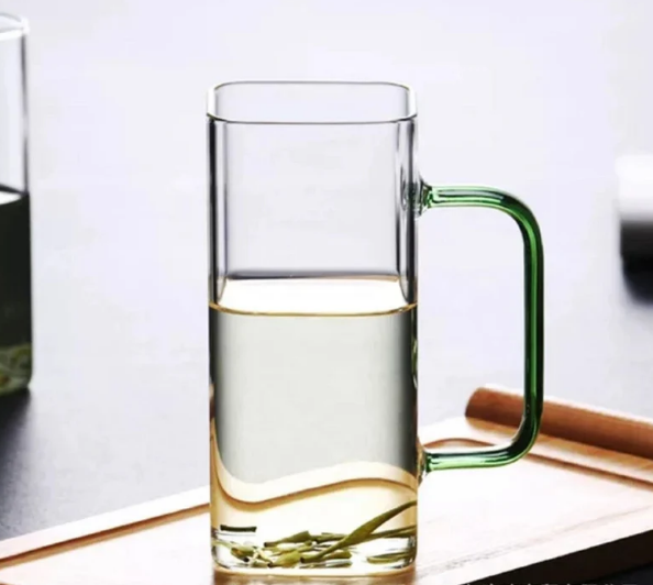 Square Glass Cup with Colored Handle | Full House Lebanon