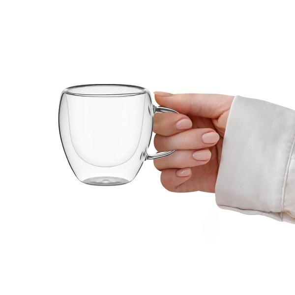 Double-Wall Espresso Glass Cup  with Handle Set (2 Pcs) | Full House Lebanon
