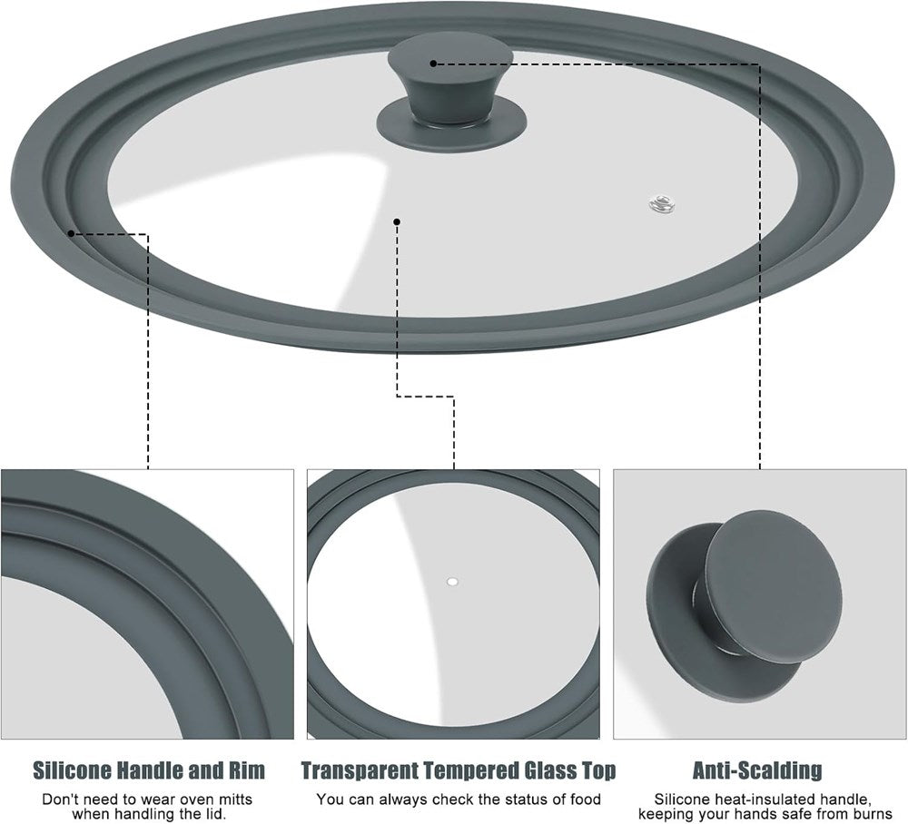 Universal Glass Pan Lid with Silicone Rim – 2 Size Options | Full House Lebanon