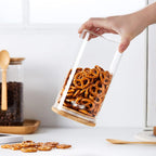 Square Glass Jar With Bamboo Lid & Spoon | Full House Lebanon