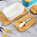 Porcelain Butter Dish with Bamboo Lid & Stainless Steel Knife | Full House Lebanon