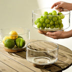 Edged Glass Bowl with Wooden Base | Full House Lebanon