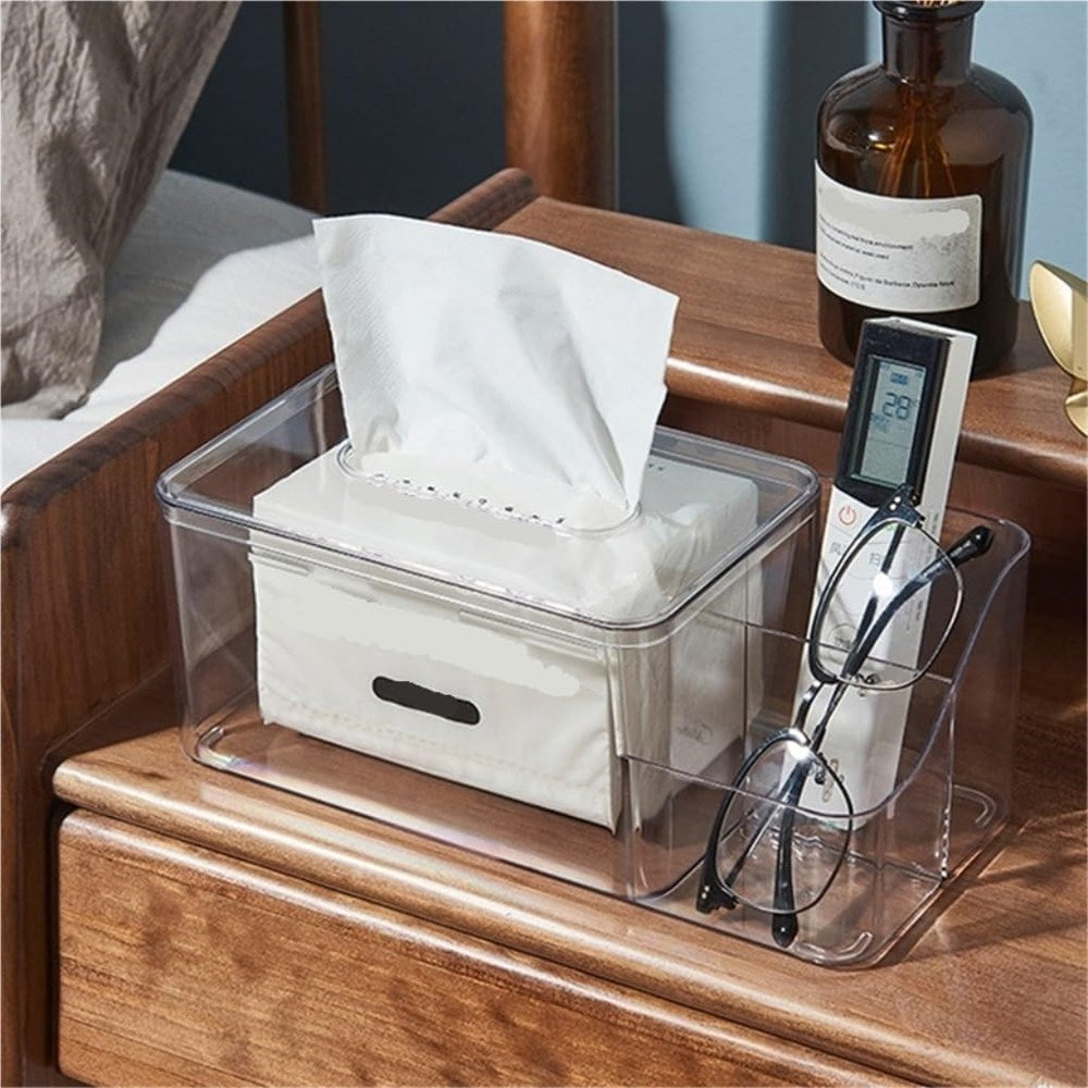 Acrylic Tissue Box with Side Compartments | Full House Lebanon