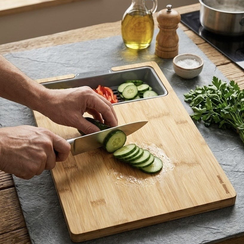 Bamboo Cutting Board with Trays Set (5 Pcs) | Full House Lebanon