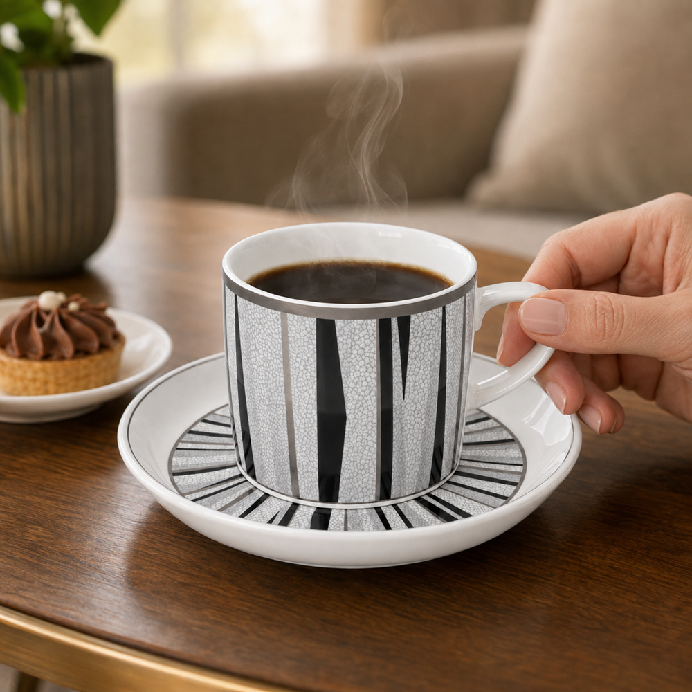 Modern Geometric Coffee Cup & Saucer Set | Full House Lebanon