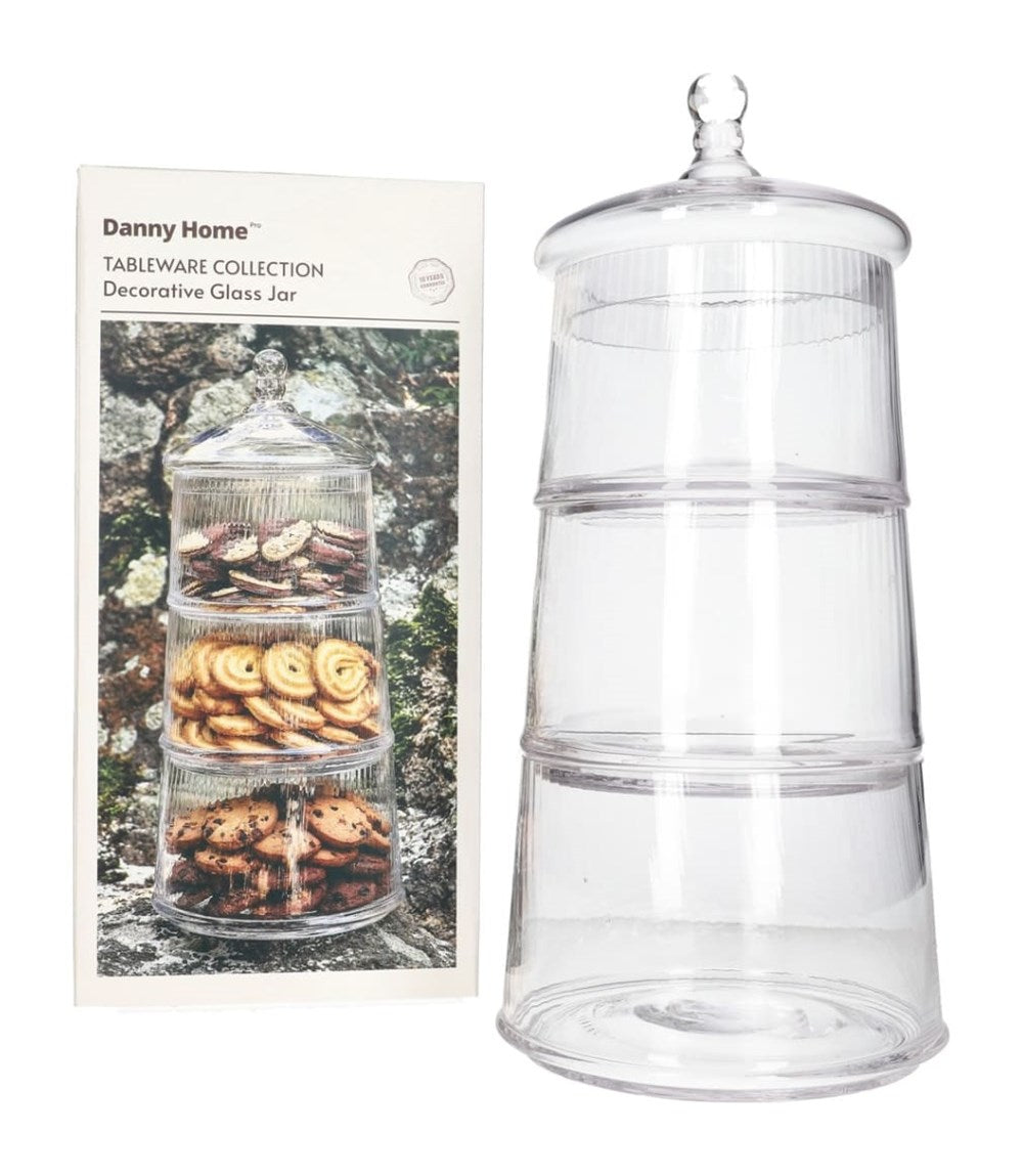 3 Layer Striped Glass Cookie Jar | Full House Lebanon