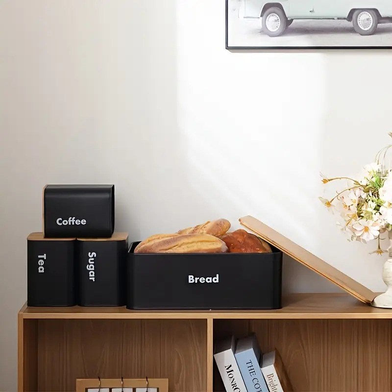 Bread Box  with Canister Set (4 Pcs )