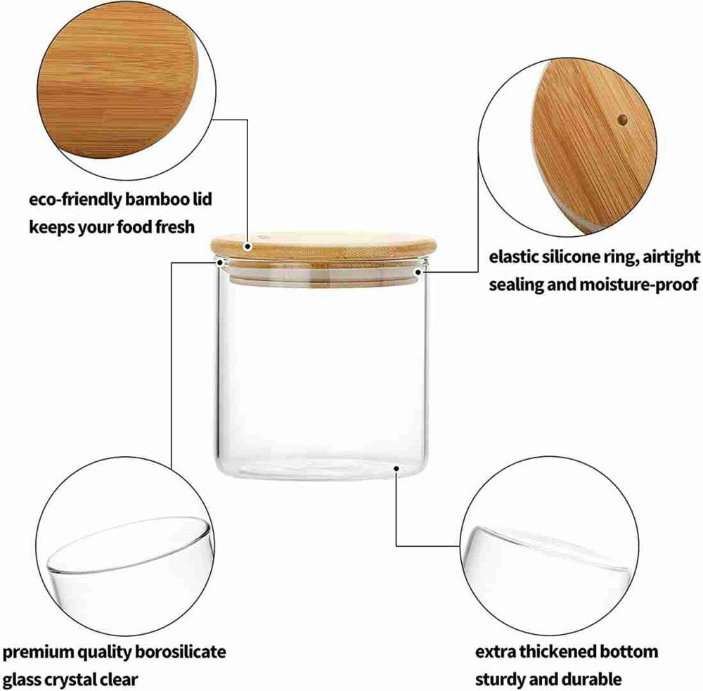 Glass Jar with Bamboo Lid - 600 ml | Full House Lebanon