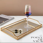 Rectangular Golden Glass Mirror Tray - Large | Full House Lebanon