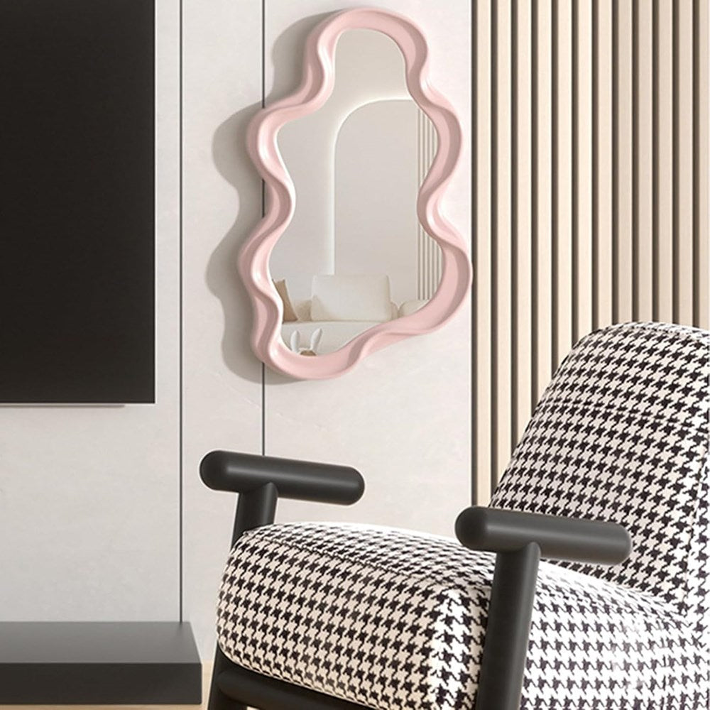 Irregular Wave Shaped Mirror - Light Pink | Full House Lebanon