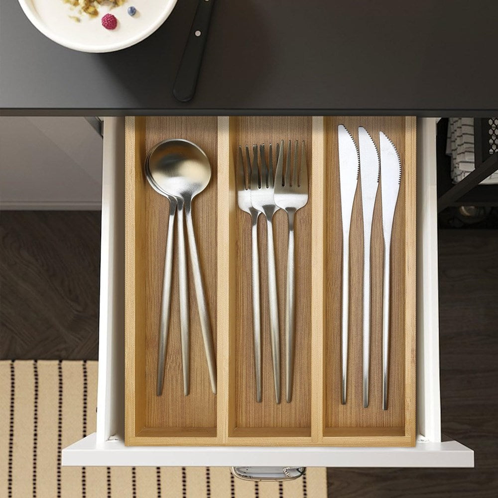 3 -Compartment Bamboo Drawer Organizer | Full House Lebanon