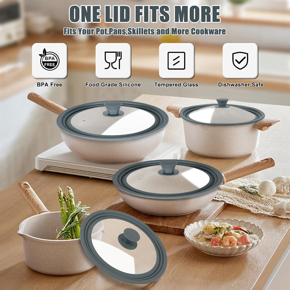 Universal Glass Pan Lid with Silicone Rim – 2 Size Options | Full House Lebanon