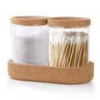 Glass Qtip Holder with Cork Lid Set (3 Pcs) | Full House Lebanon