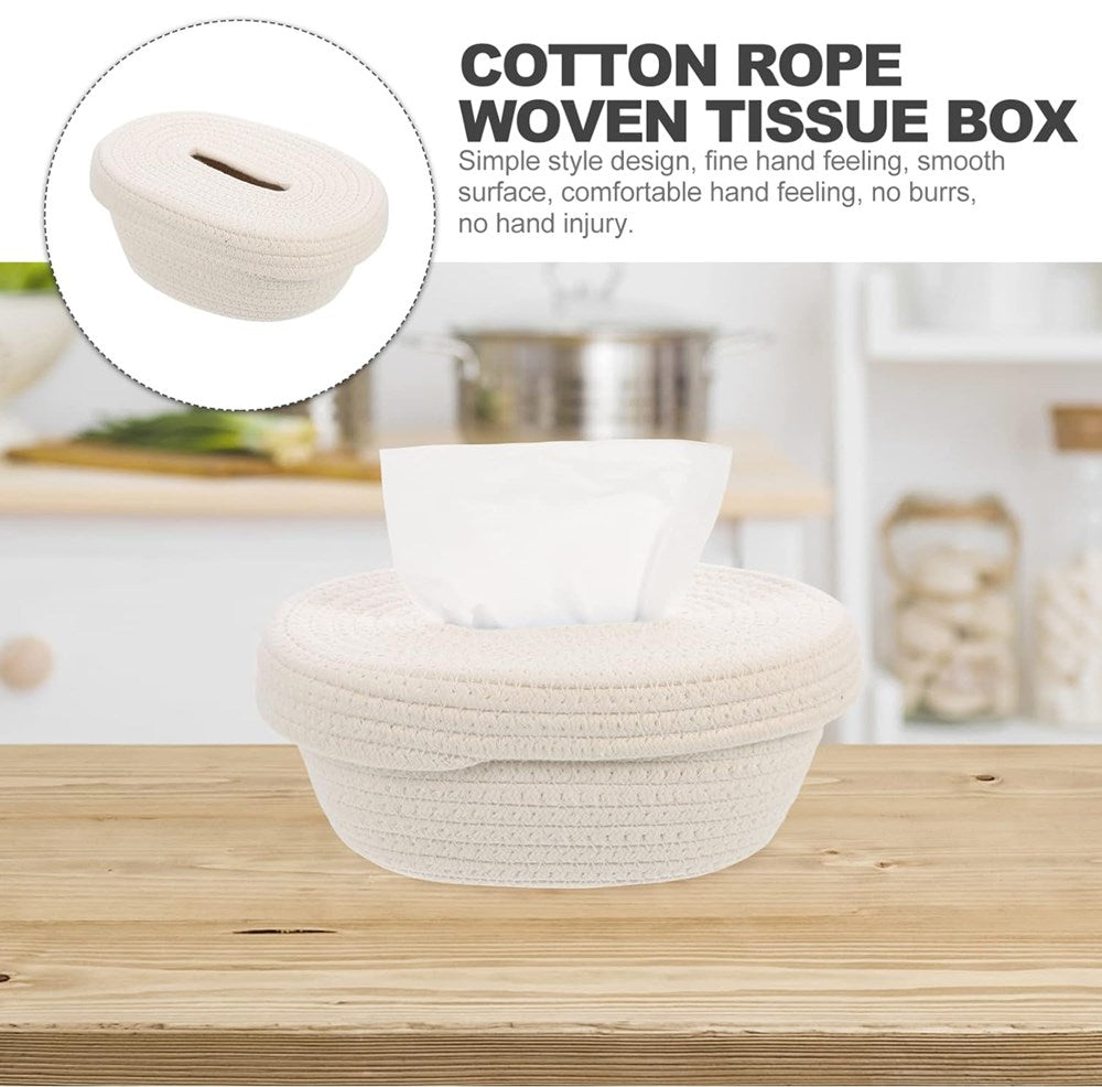 Cotton Rope Tissue Box - Off White | Full House Lebanon