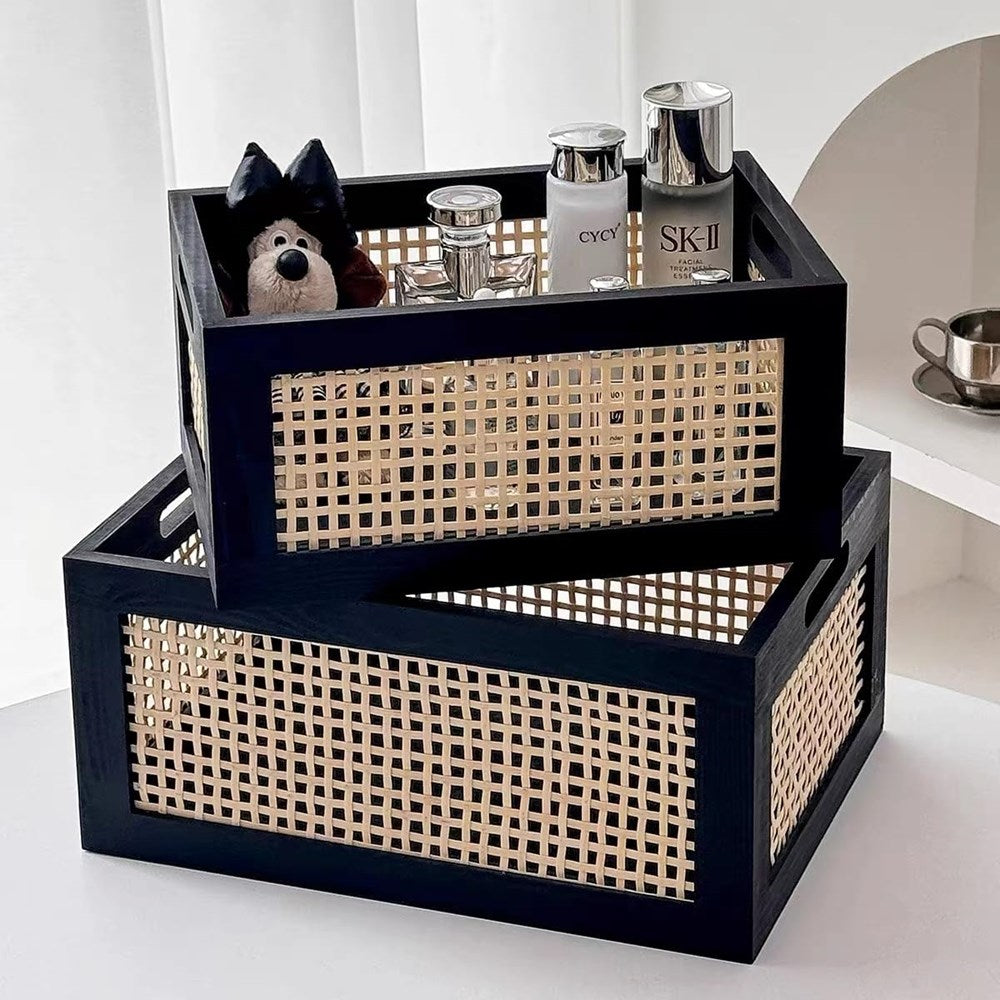 Multifunctional Rattan Woven Storage Box Set (2 Pcs) | Full House Lebanon