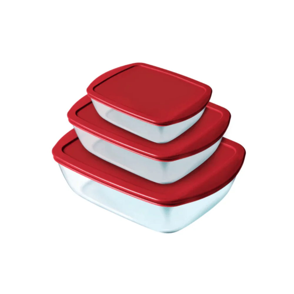 Pyrex Cook & Store  Rectangular Glass Dish Set (3 Pcs) | Full House Lebanon