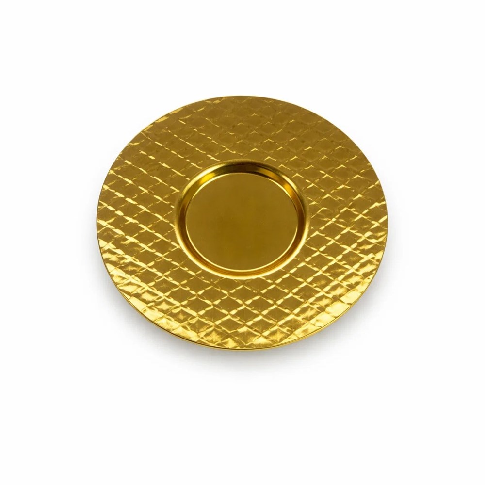 Round Gold Metal Coaster Set (6 Pcs)