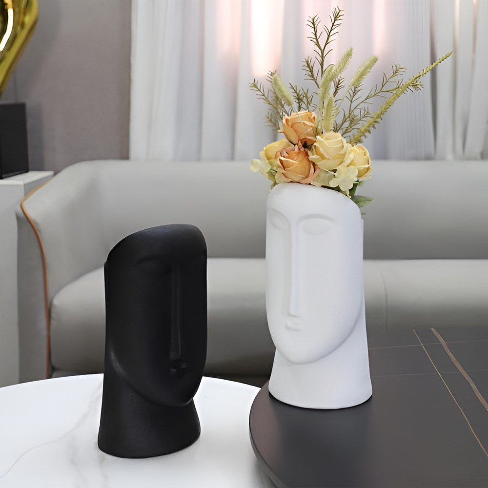 Long Face Ceramic Flower Vase - White | Full House Lebanon