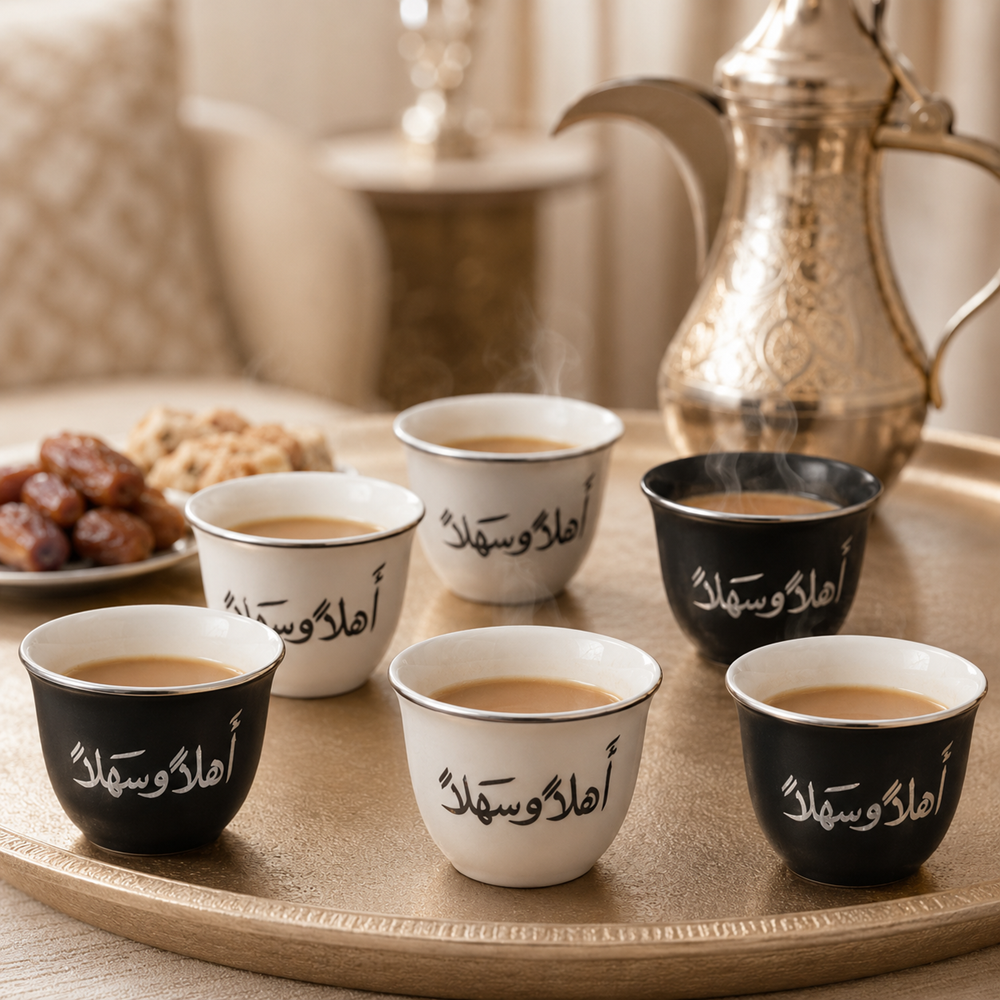 Ahlan Wa Sahlan Shaffeh Coffee Cup Set – 12 Pieces | Full House Lebanon