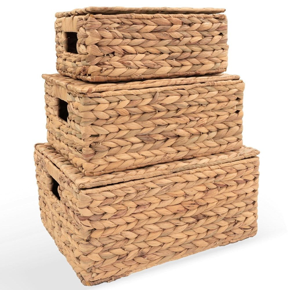 Rectangular Handwoven Seagrass Storage Box Set (3 Pcs) | Full House Lebanon