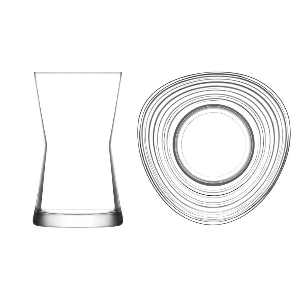 DERIN Glass Tea Cup /Saucer Set (Half a Dozen) | Full House Lebanon