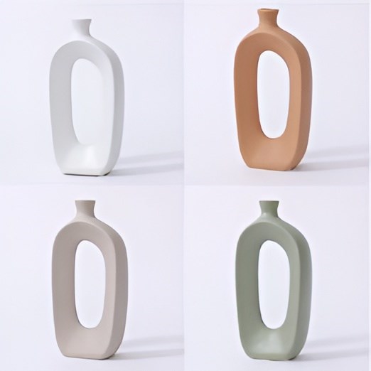 Minimalist Open-Frame Vase - Small, Greige | Full House Lebanon