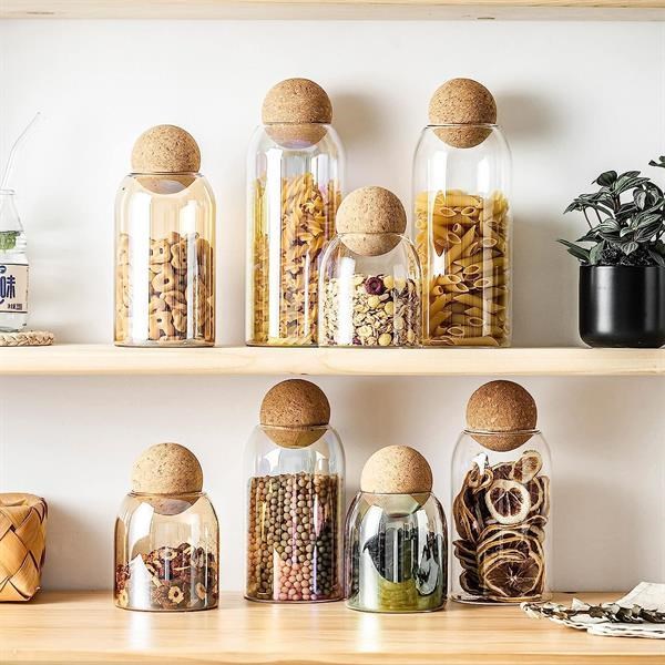Glass Jar Set with Cork Ball Lid (3 Pcs) | Full House Lebanon
