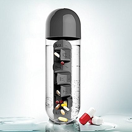 Pill Organizer Water Bottle - Yellow | Full House Lebanon