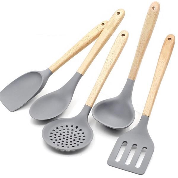 Silicone & Bamboo Utensils - Spoon | Full House Lebanon