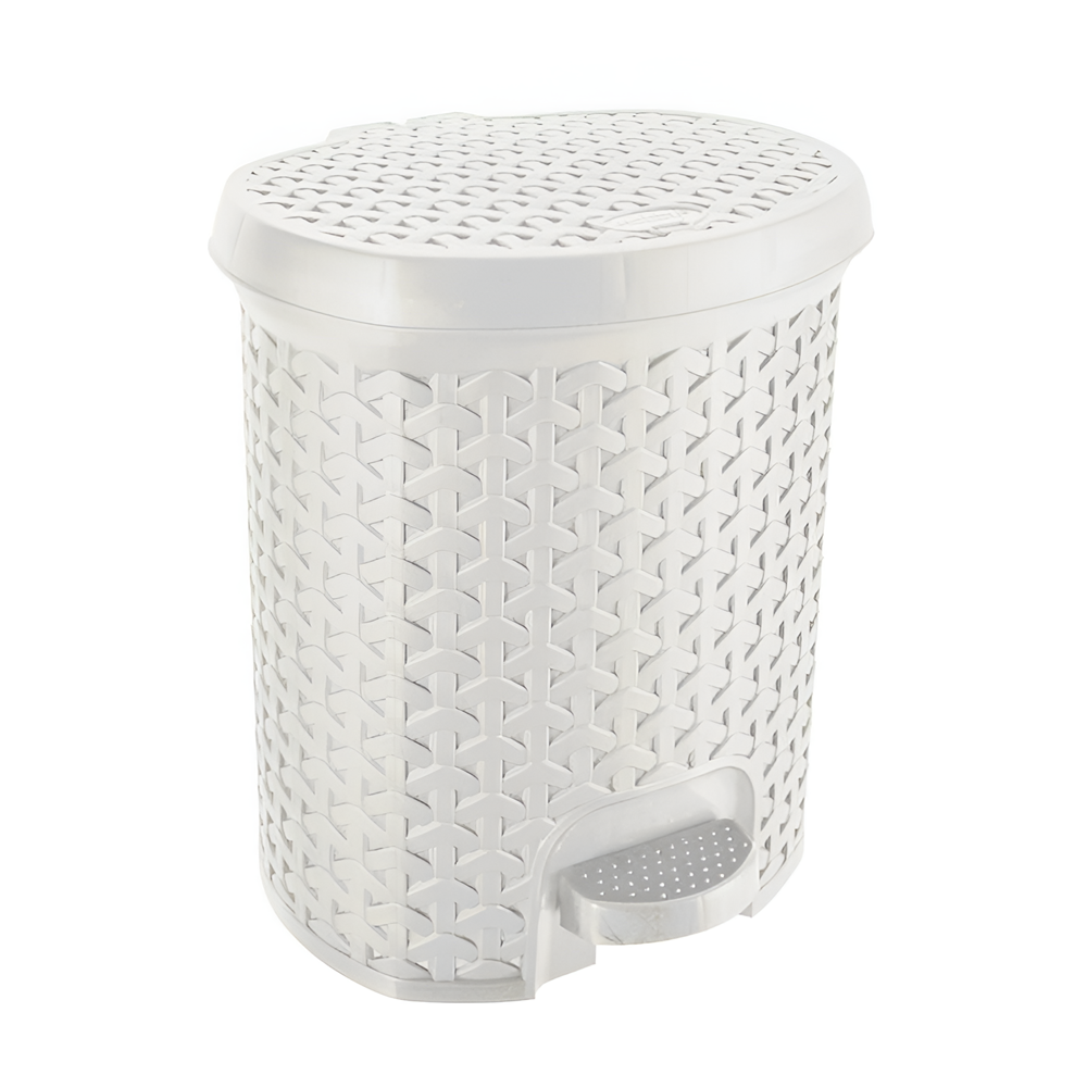 Rattan Trash Bin - 21 L, Light Grey | Full House Lebanon