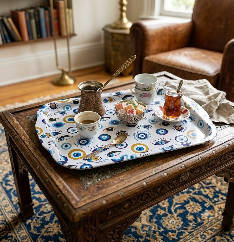 Metal  Rectangular  Printed Serving Tray | Full House Lebanon