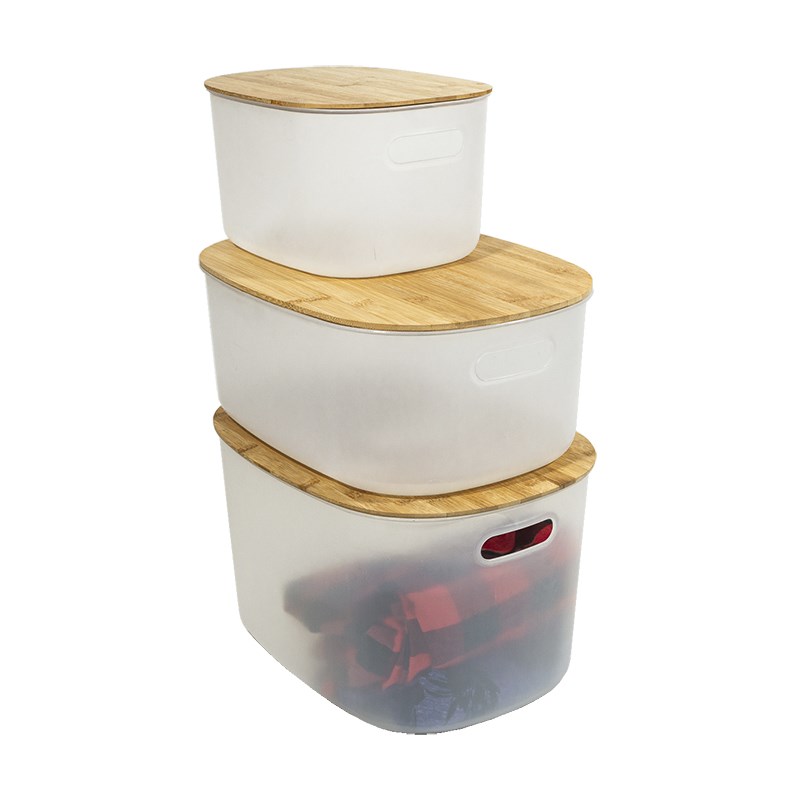 Transparent Oval Box with Bamboo Lid - Small | Full House Lebanon