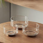 Edged Glass Bowl with Wooden Base | Full House Lebanon