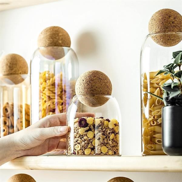 Glass Jar Set with Cork Ball Lid (3 Pcs) | Full House Lebanon