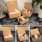 Rectangular Handwoven Seagrass Storage Box Set (3 Pcs) | Full House Lebanon