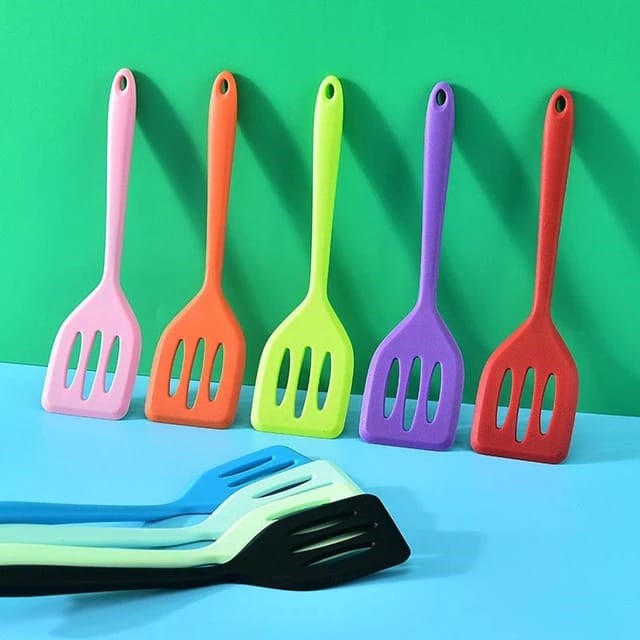 Silicone Slotted Turner - Aqua | Full House Lebanon