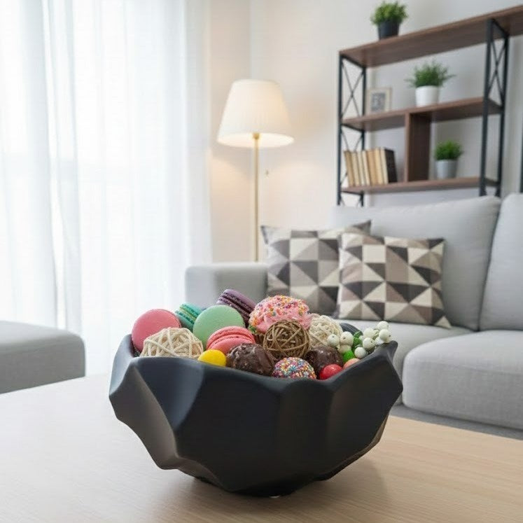 Geometric Decorative Bowl - White | Full House Lebanon