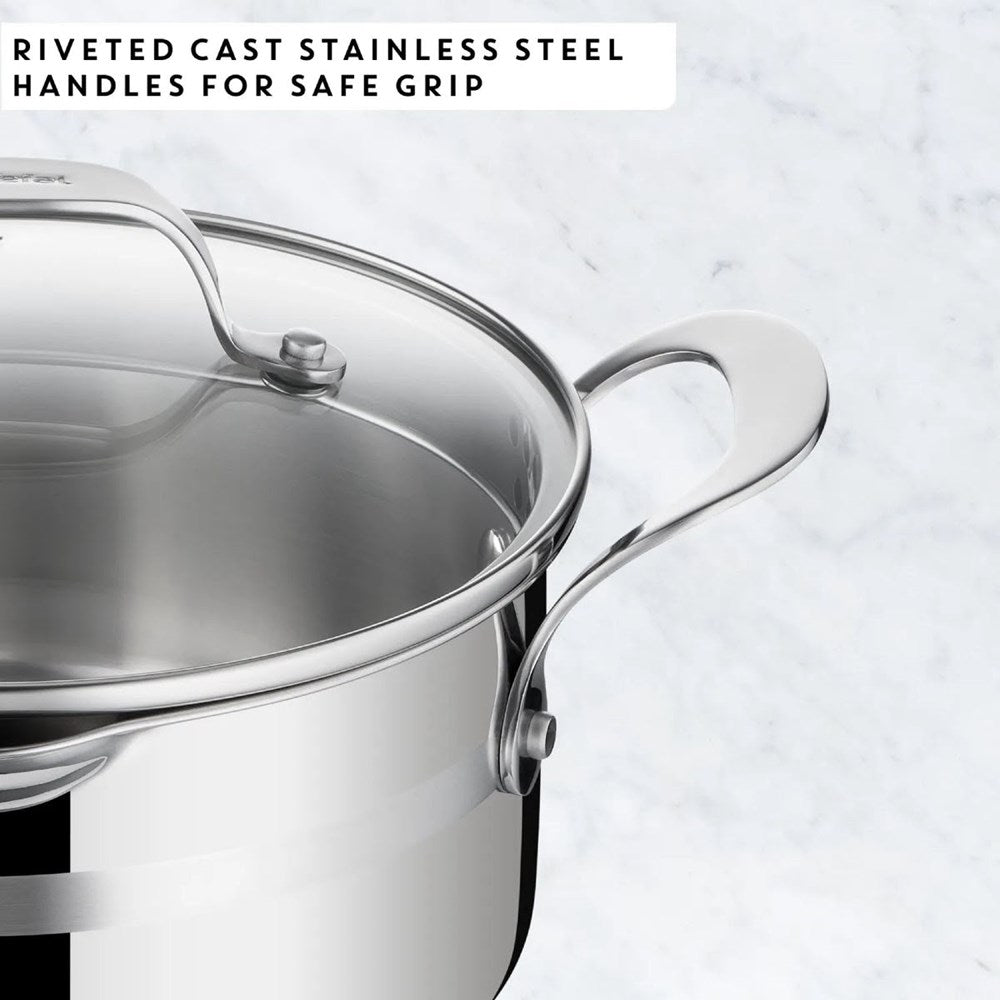 Jamie Oliver by Tefal Stainless Steel Cookware Set with Glass Lids | Full House Lebanon