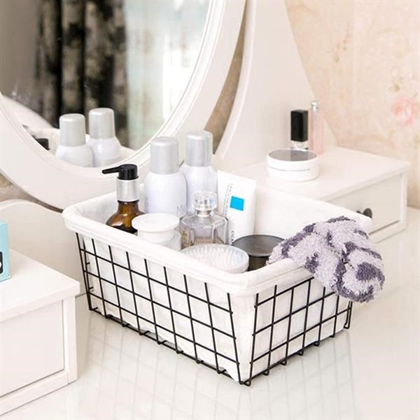 Storage Baskets with Linen Cloth - Large, Light Pink | Full House Lebanon
