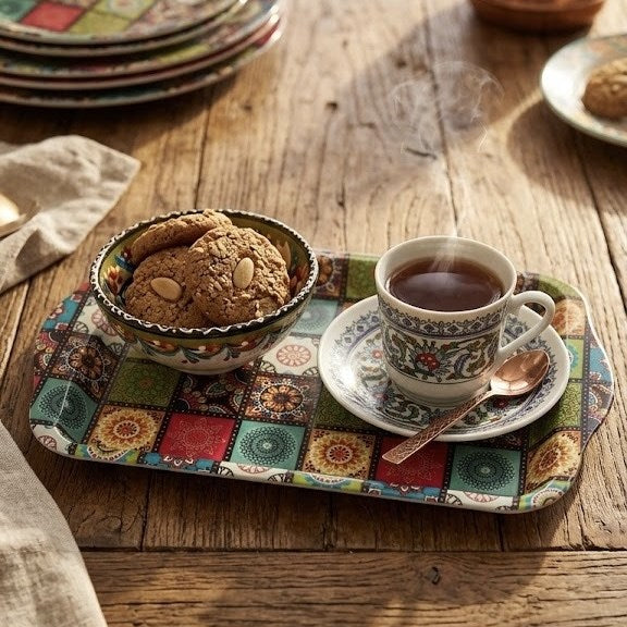 Rectangular Metal Printed  Tray | Full House Lebanon