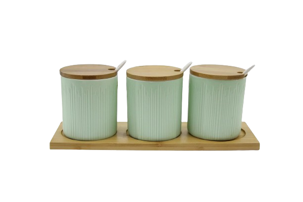 Coffee, Tea & Sugar Canister with Tray | Full House Lebanon
