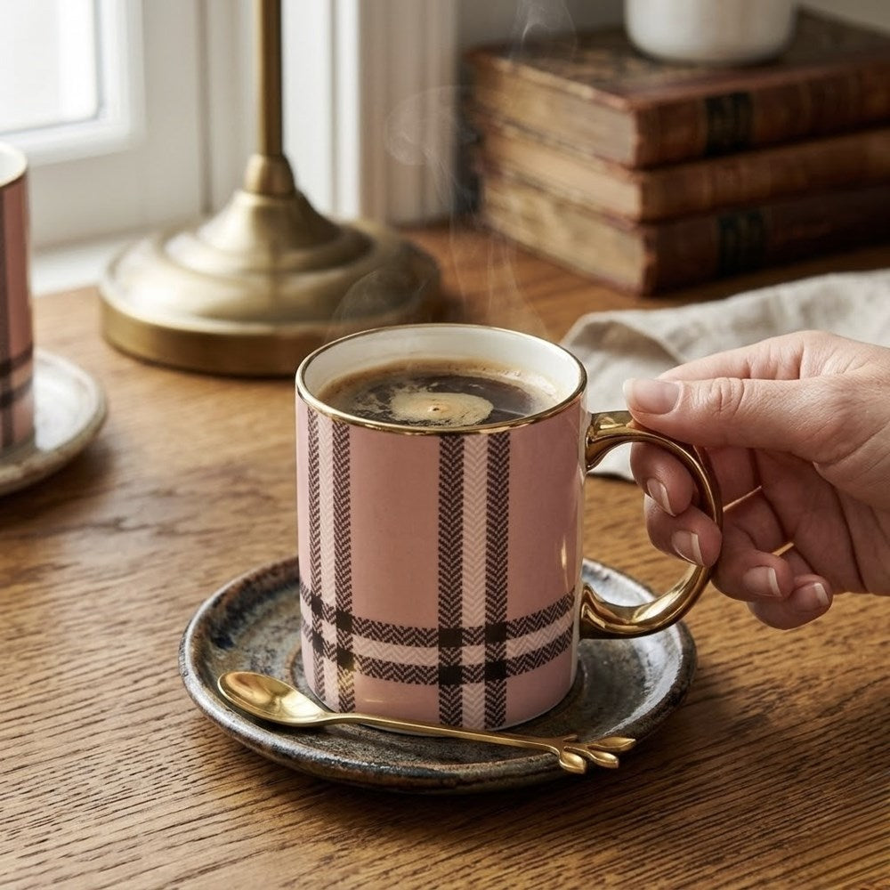 Danny Home Plaid Porcelain Mug | Full House Lebanon