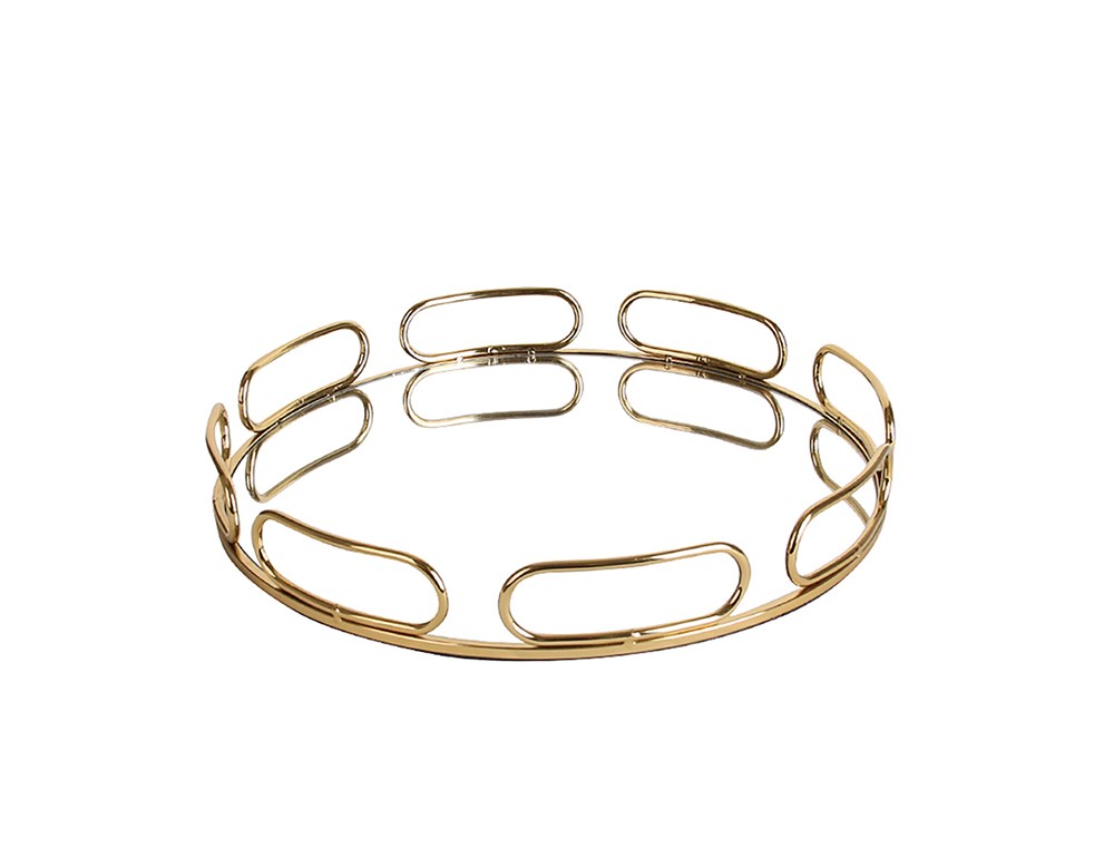 Round Gold Mirror Decorative Tray | Full House Lebanon