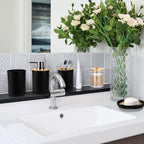 Black Bathroom Accessories with Bamboo Lid - Get 3 pcs | Full House Lebanon