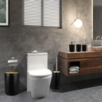 Black Bathroom Accessories with Bamboo Lid - Cup | Full House Lebanon