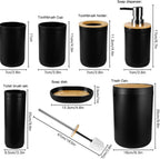 Black Bathroom Accessories with Bamboo Lid - Soap Dispenser | Full House Lebanon
