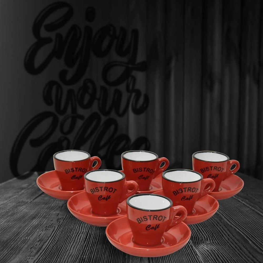 Coffee Cups with Saucers Set of 6 - Brown | Full House Lebanon