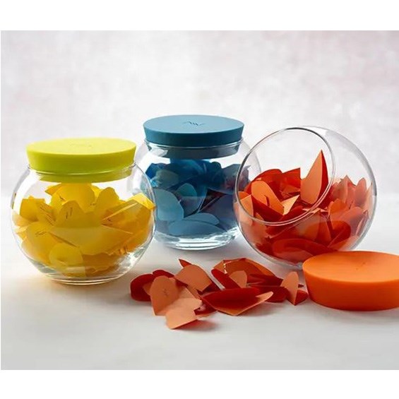 Glass Jar with Silicone Lid - 420 cc, Orange | Full House Lebanon